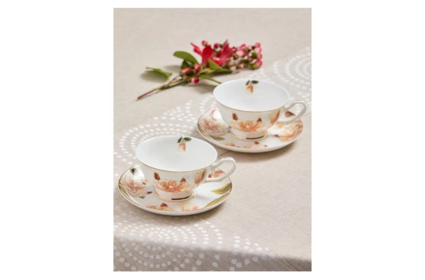 Набор чашек чайных с блюдцем Decor de table Флёр д'Ор 220 мл, 2 шт, фарфор костяной, п/к