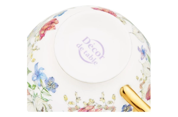 Набор чашек чайных с блюдцем Decor de table Флёр д'Ор 220 мл, 2 шт, фарфор костяной, п/к