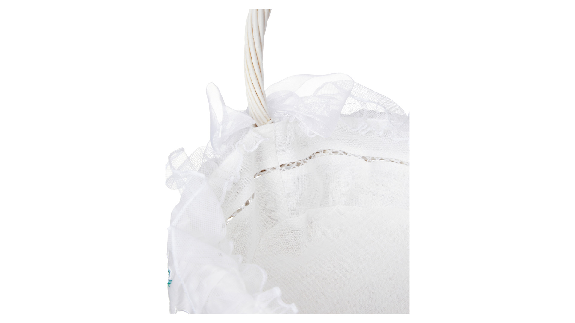 Набор пасхальный из корзины и тканевой вставки Венизное кружево Ландыш 25х35 см, белый, п/к