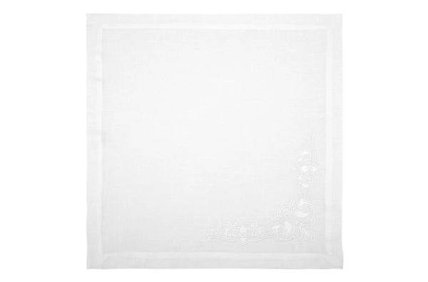 Набор салфеток подстановочных с вышивкой Венизное кружево Ришелье 40х40 см, 6 шт, лен, белый,  п/к