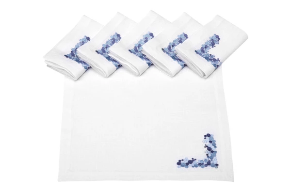 Набор салфеток подстановочных Венизное кружево Шарики 40х40 см, 6 шт, белый с серебром, лен, п/к