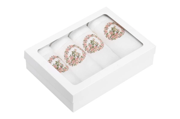 Набор салфеток сервировочных Венизное кружево Розовый венок 40х40 см, 6 шт, лен, белый, п/к