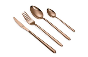 Набор столовых приборов Broggi Stiletto Copper на 6 персон 24 предмета, толщина 5,5 мм, п/к