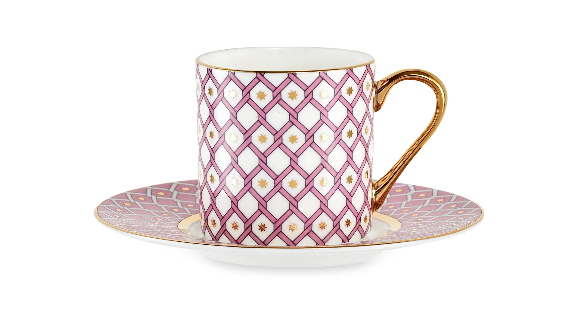 Чашка кофейная с блюдцем ИФЗ Идиллия Астра 115 мл, фарфор костяной, розовая