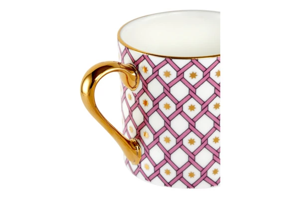 Чашка кофейная с блюдцем ИФЗ Идиллия Астра 115 мл, фарфор костяной, розовая