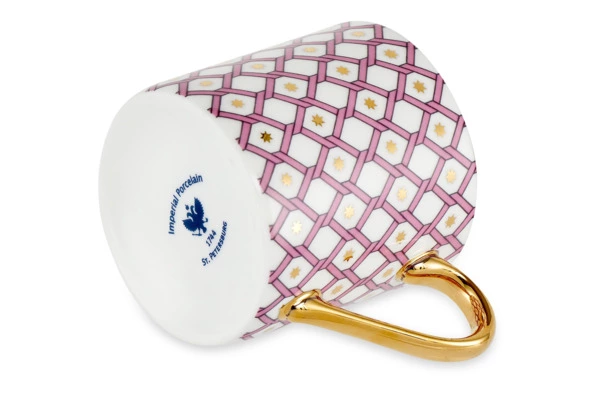 Чашка кофейная с блюдцем ИФЗ Идиллия Астра 115 мл, фарфор костяной, розовая