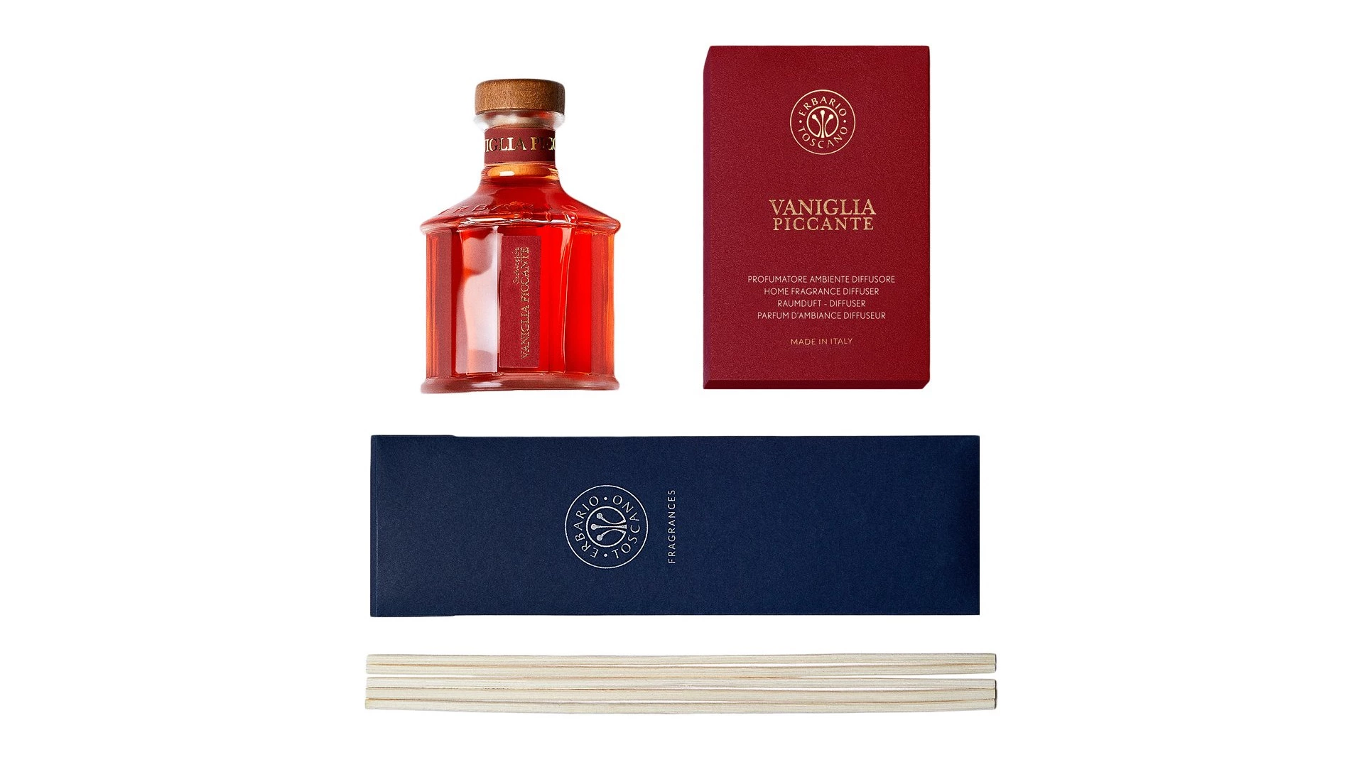 Диффузор Erbario Vaniglia Piccante Пикантная Ваниль 100 мл, стекло, красный, п/к