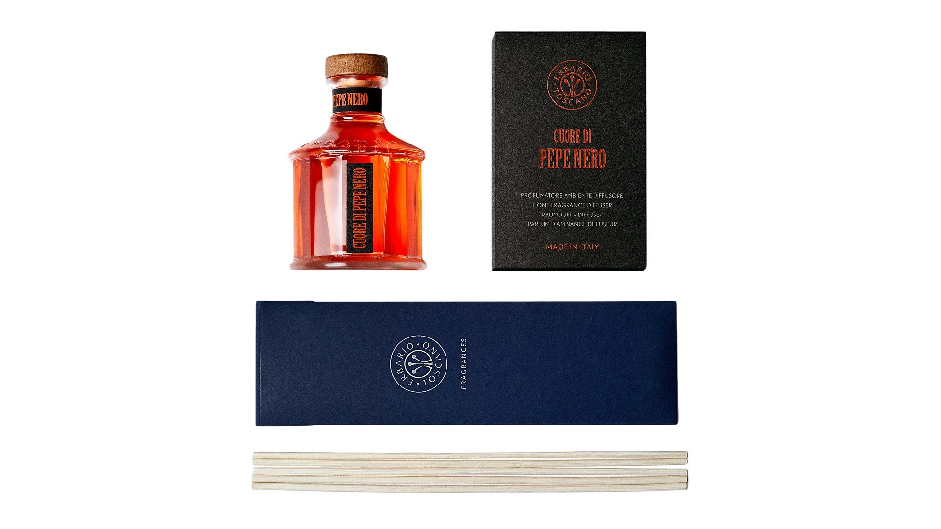Диффузор Erbario Cuore Di Pepe Nero Черный Перец 250 мл, стекло, красный, п/к