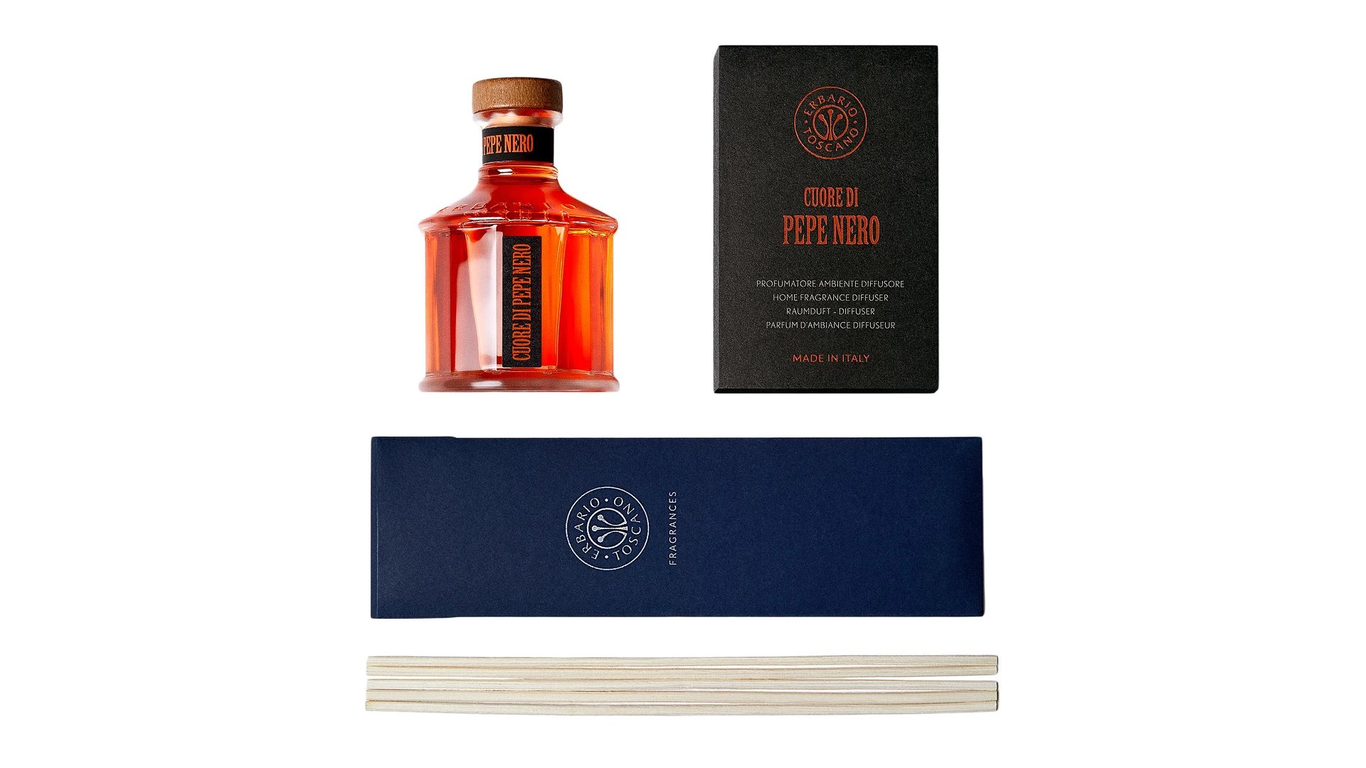 Диффузор Erbario Cuore Di Pepe Nero Черный Перец 500 мл, стекло, красный, п/к