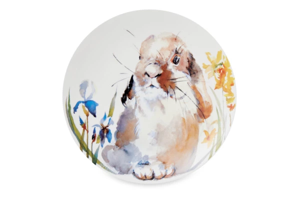 Тарелка обеденная углубленная Mix&Match Синергия Пасхальный кролик 27 см, фарфор костяной