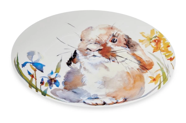 Тарелка обеденная углубленная Mix&Match Синергия Пасхальный кролик 27 см, фарфор костяной