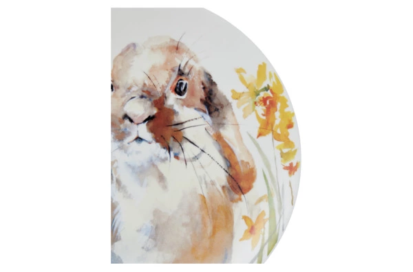 Тарелка обеденная углубленная Mix&Match Синергия Пасхальный кролик 27 см, фарфор костяной