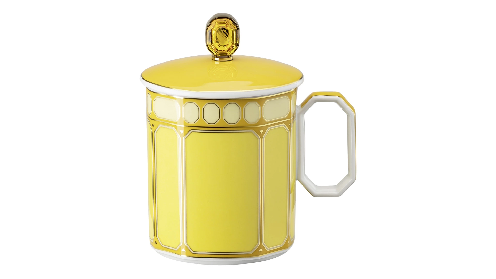 Кружка с крышкой Rosenthal Swarovski Сигнум 390 мл, фарфор, желтая