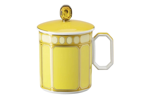 Кружка с крышкой Rosenthal Swarovski Сигнум 390 мл, фарфор, желтая