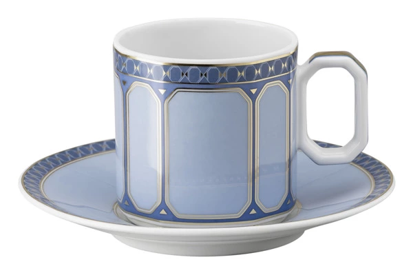 Чашка для эспрессо с блюдцем Rosenthal Swarovski Сигнум 80 мл, фарфор, голубая