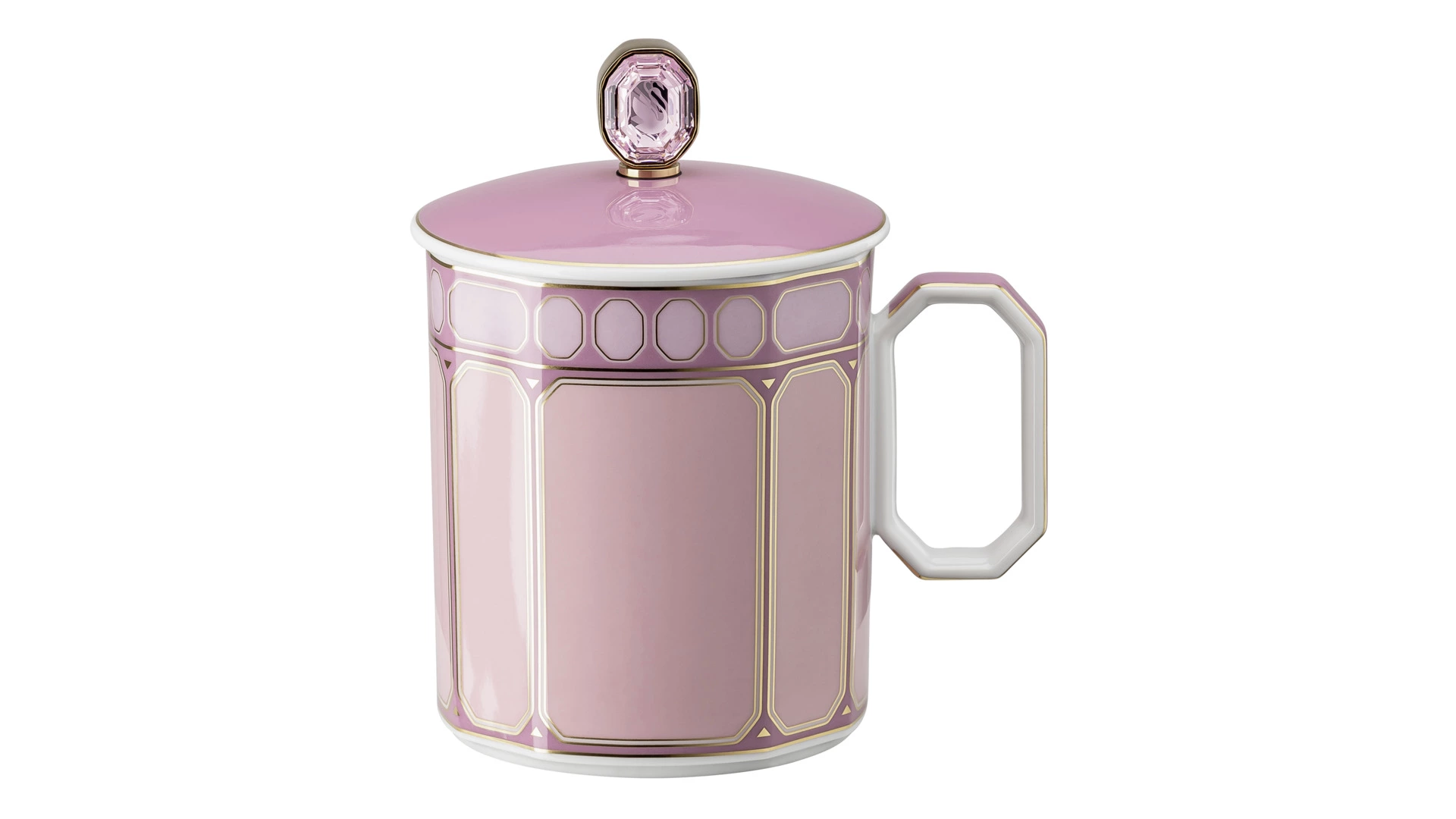 Кружка с крышкой Rosenthal Swarovski Сигнум 390 мл, фарфор, розовая