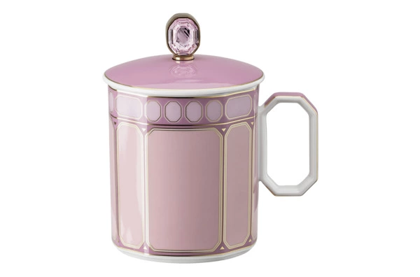 Кружка с крышкой Rosenthal Swarovski Сигнум 390 мл, фарфор, розовая