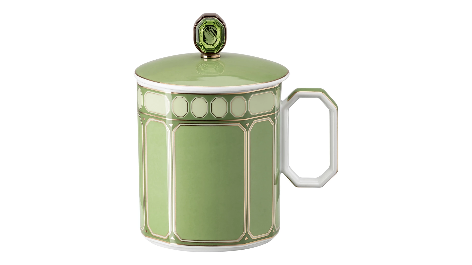 Кружка с крышкой Rosenthal Swarovski Сигнум 390 мл, фарфор, зеленая