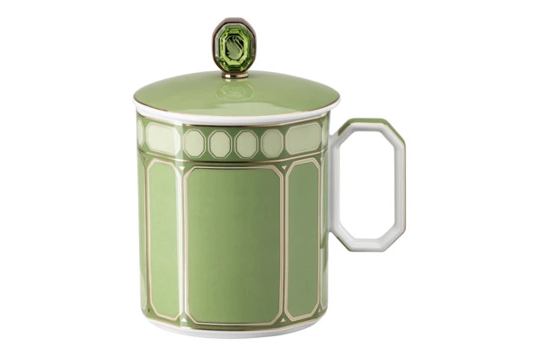 Кружка с крышкой Rosenthal Swarovski Сигнум 390 мл, фарфор, зеленая