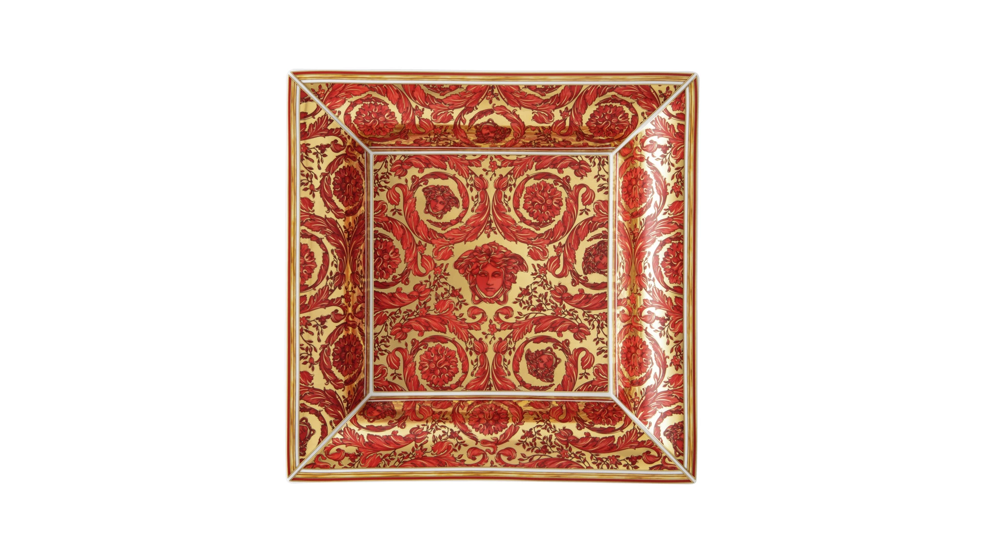 Блюдо квадратное Rosenthal Versace Медуза Диадема красная 28 см, фарфор