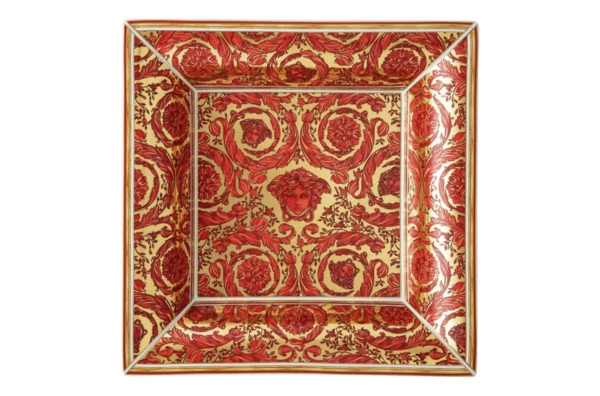 Блюдо квадратное Rosenthal Versace Медуза Диадема красная 28 см, фарфор