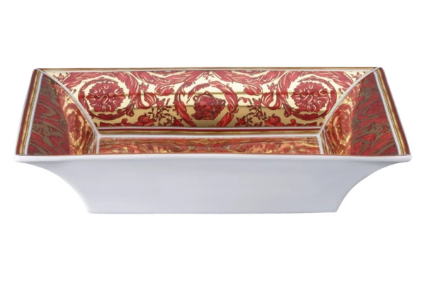 Блюдо квадратное Rosenthal Versace Медуза Диадема красная 28 см, фарфор