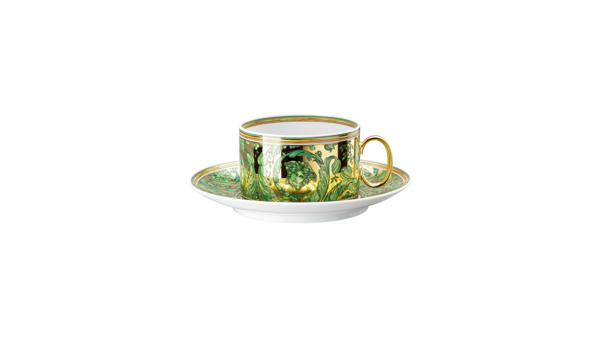 Чашка чайная с блюдцем Rosenthal Versace Медуза Диадема зеленая 200 мл, фарфор