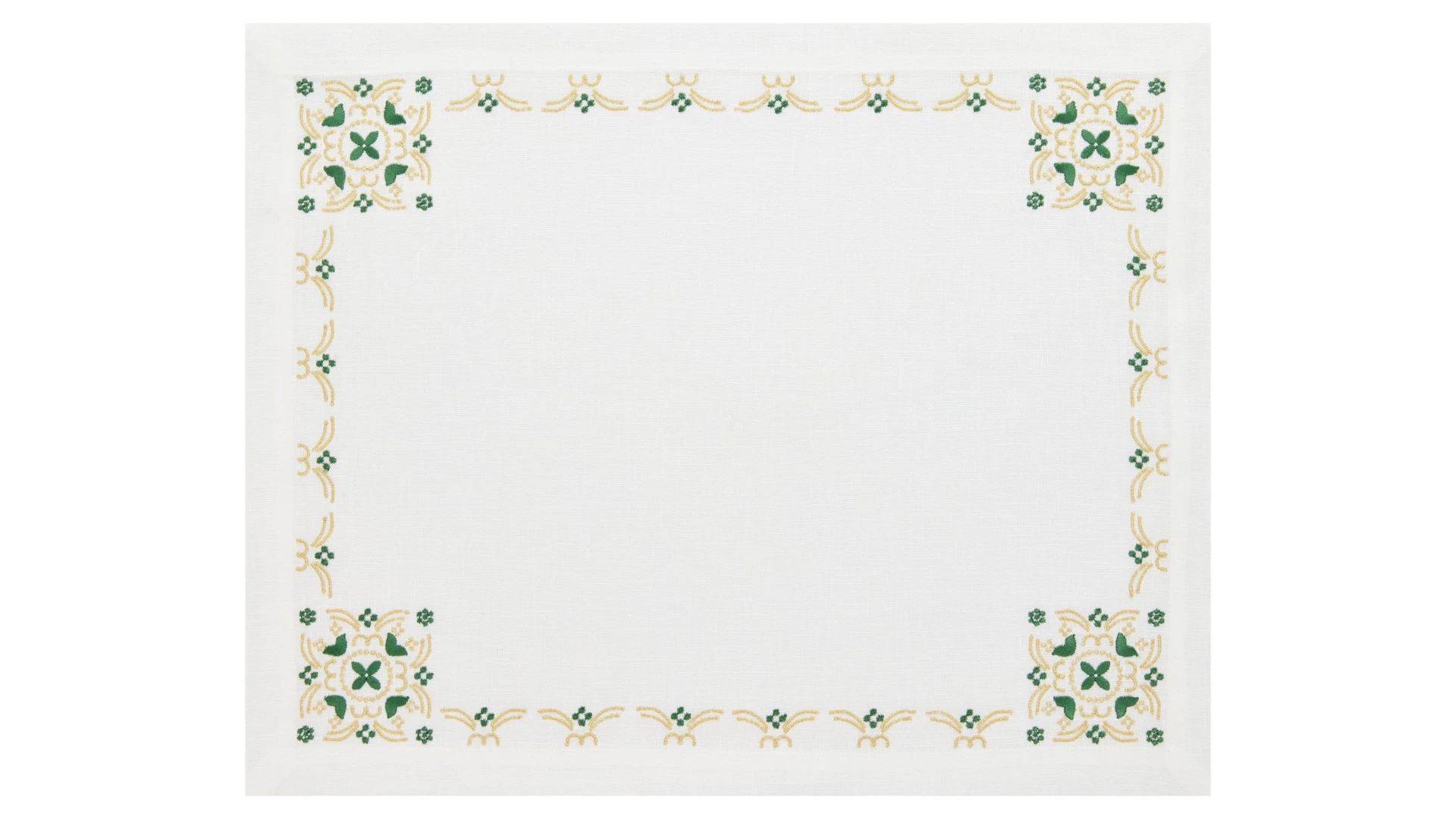 Набор салфеток подстановочных Amitile Жанна Дюбари 40х50 см, 2 шт, лен, белый, вышивка зеленая, п/к