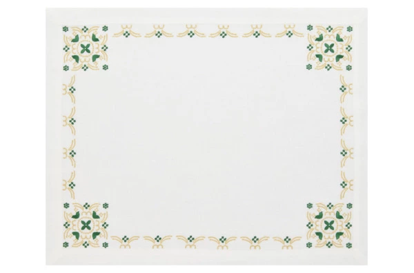 Набор салфеток подстановочных Amitile Жанна Дюбари 40х50 см, 2 шт, лен, белый, вышивка зеленая, п/к