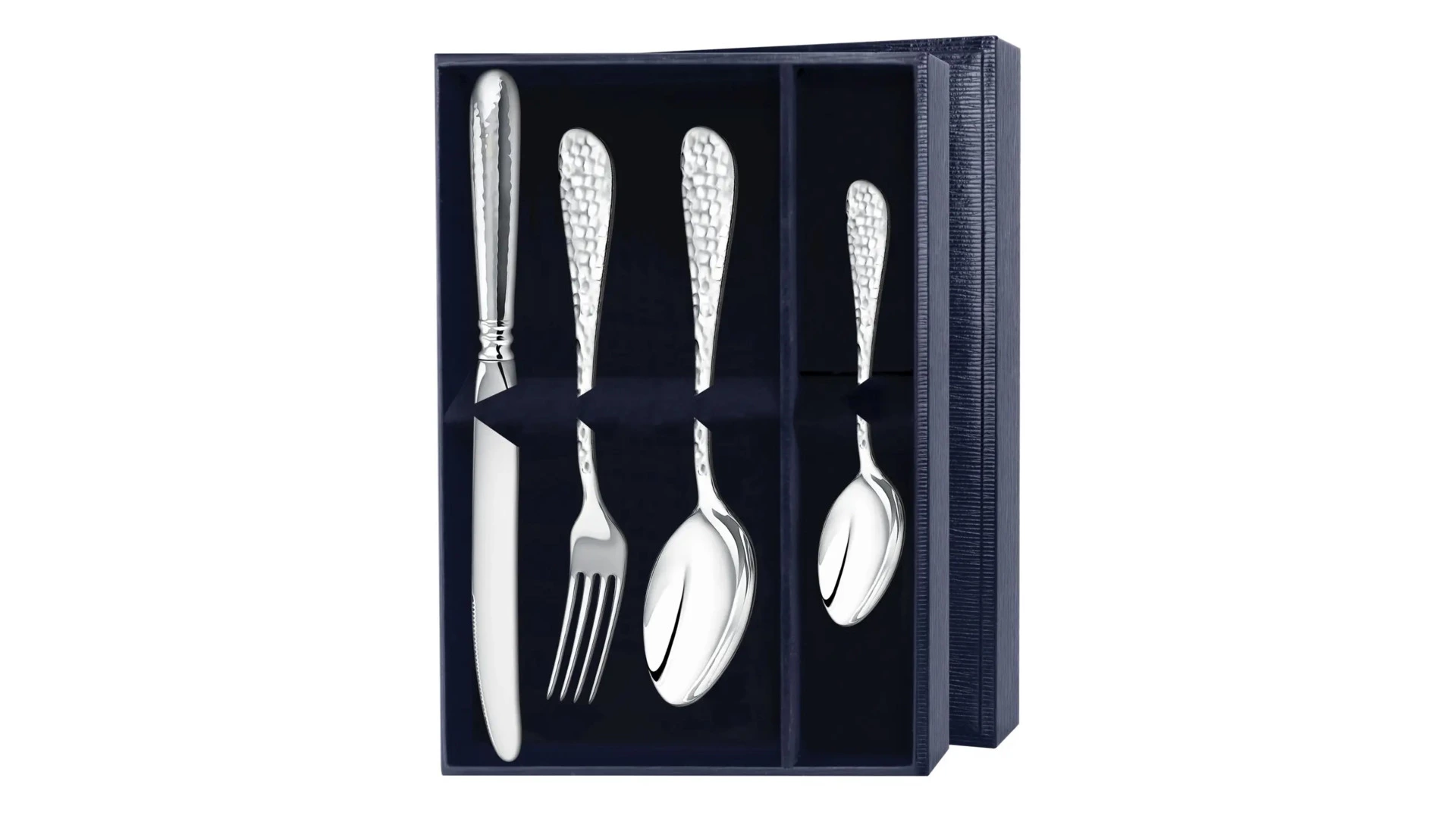 Набор столовых приборов в футляре АргентА Эгоист Капелька 4 предмета 241,43 г, серебро 925