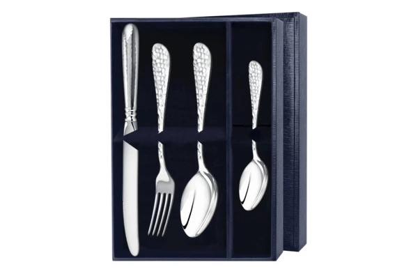 Набор столовых приборов в футляре АргентА Эгоист Капелька 4 предмета 241,43 г, серебро 925