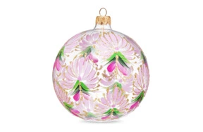 Игрушка елочная шар Bartosh Розовый клевер 10 см, стекло, п/к