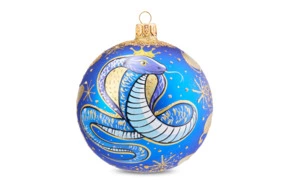 Игрушка елочная шар Bartosh Змея 2025 10 см, стекло, п/к