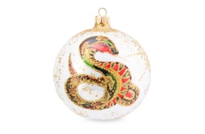 Игрушка елочная шар Bartosh Бронзовая змея 10 см, стекло, п/к