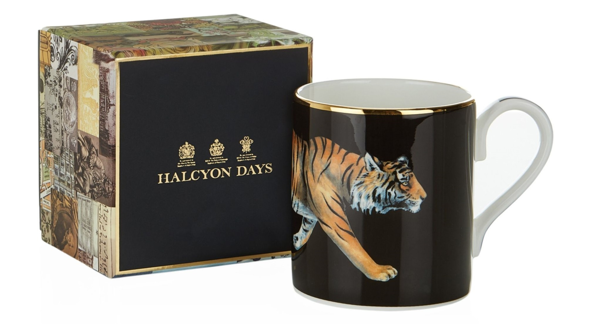 Кружка Halcyon Days Дикая природа Тигр 350 мл, черная, фарфор