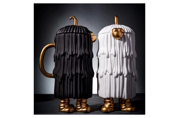 Чайник L’Objet Хаас 1,4 л, фарфор, позолота, белый, п/к