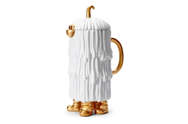 Чайник L’Objet Хаас 1,4 л, фарфор, позолота, белый, п/к