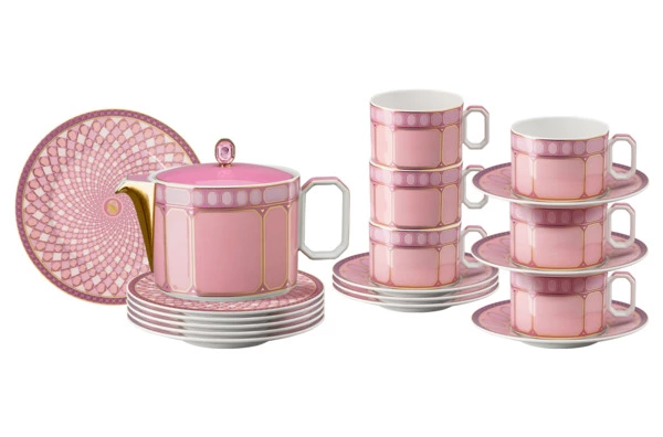 Сервиз чайный Rosenthal Swarovski Сигнум на 6 персон 19 предметов, фарфор, розовый