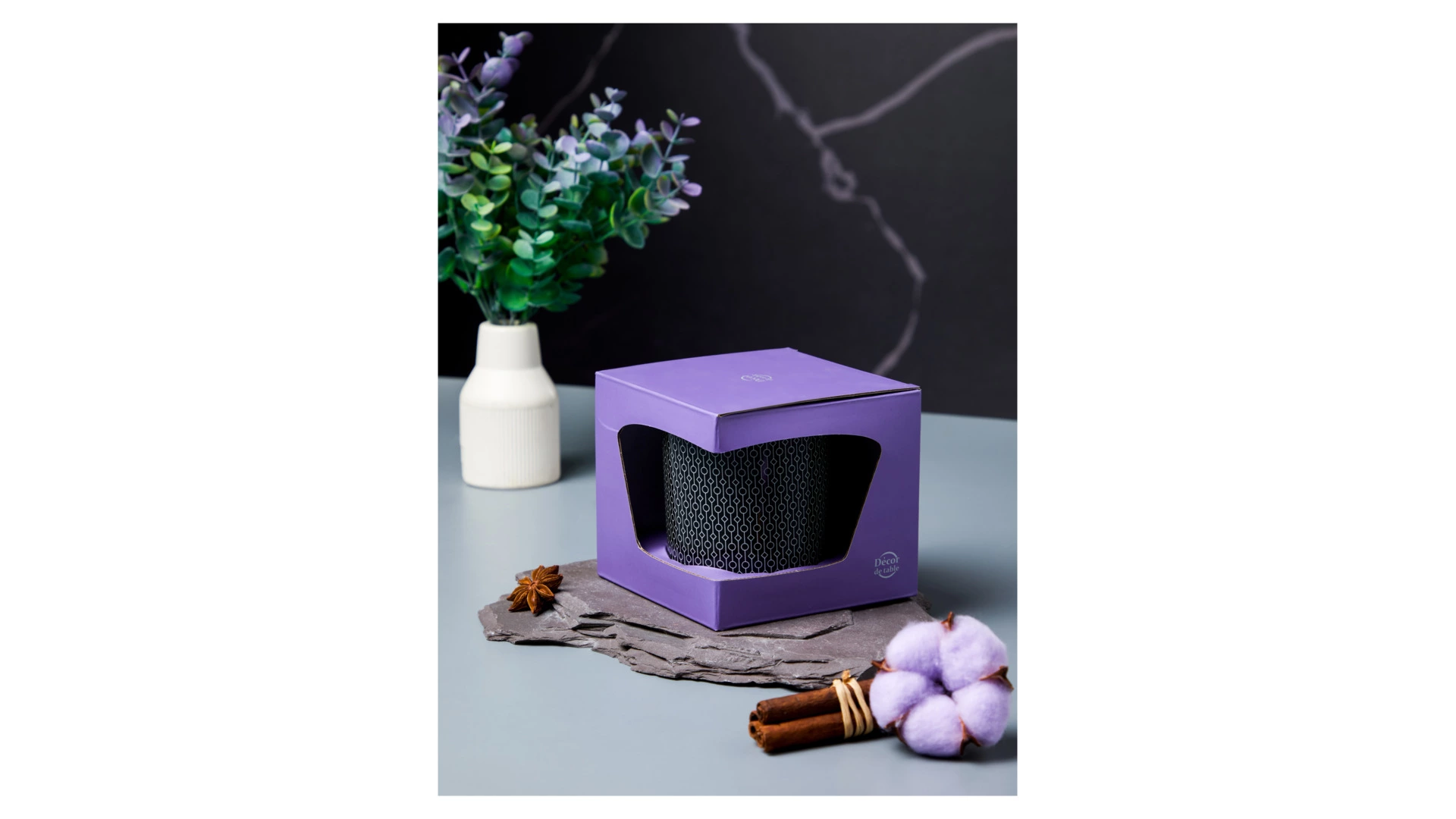 Кружка Decor de table Вола 350 мл, фарфор, черная, платиновый кант