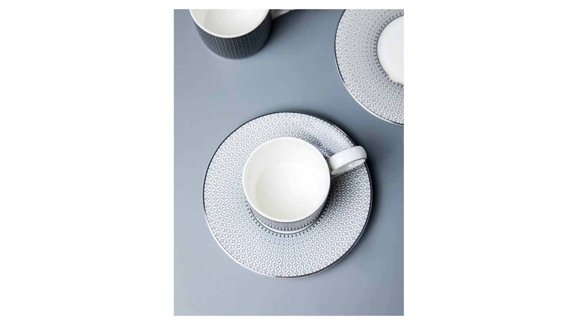 Набор чашек кофейных с блюдцами Decor de table Вола 100 мл, 4 шт, фарфор, платиновый кант, п/к