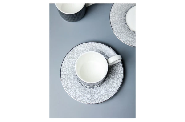 Набор чашек кофейных с блюдцами Decor de table Вола 100 мл, 4 шт, фарфор, платиновый кант, п/к