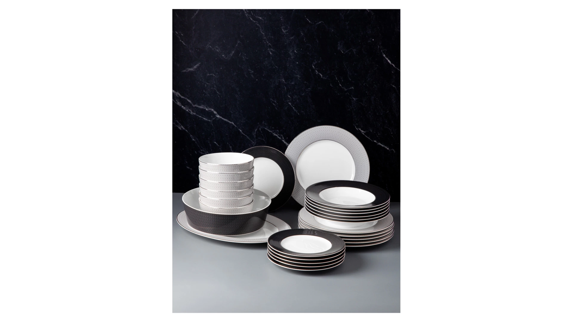 Сервиз столовый Decor de table Вола на 6 персон 26 предметов, фарфор, платиновый кант, п/к