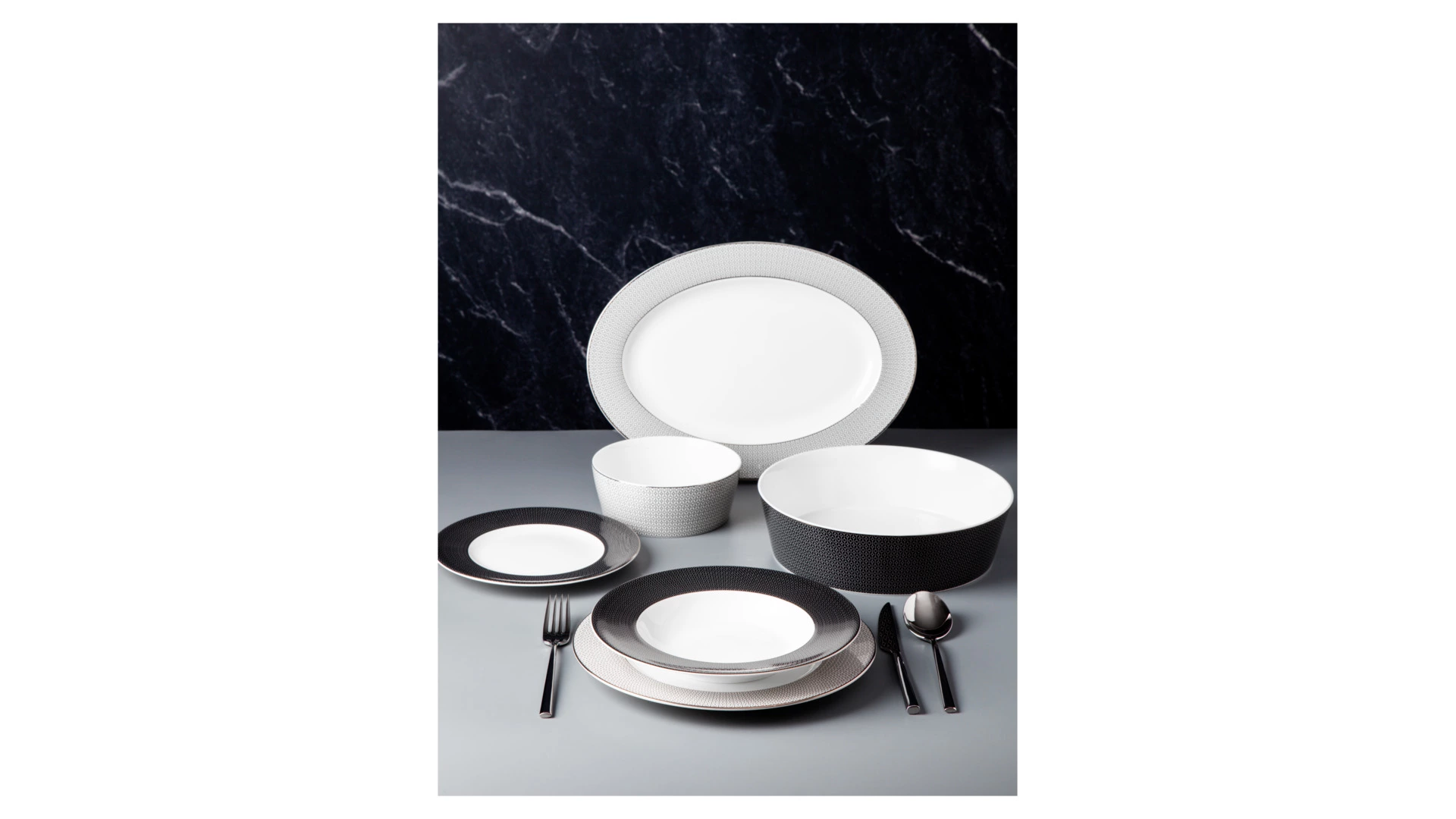 Сервиз столовый Decor de table Вола на 6 персон 26 предметов, фарфор, платиновый кант, п/к