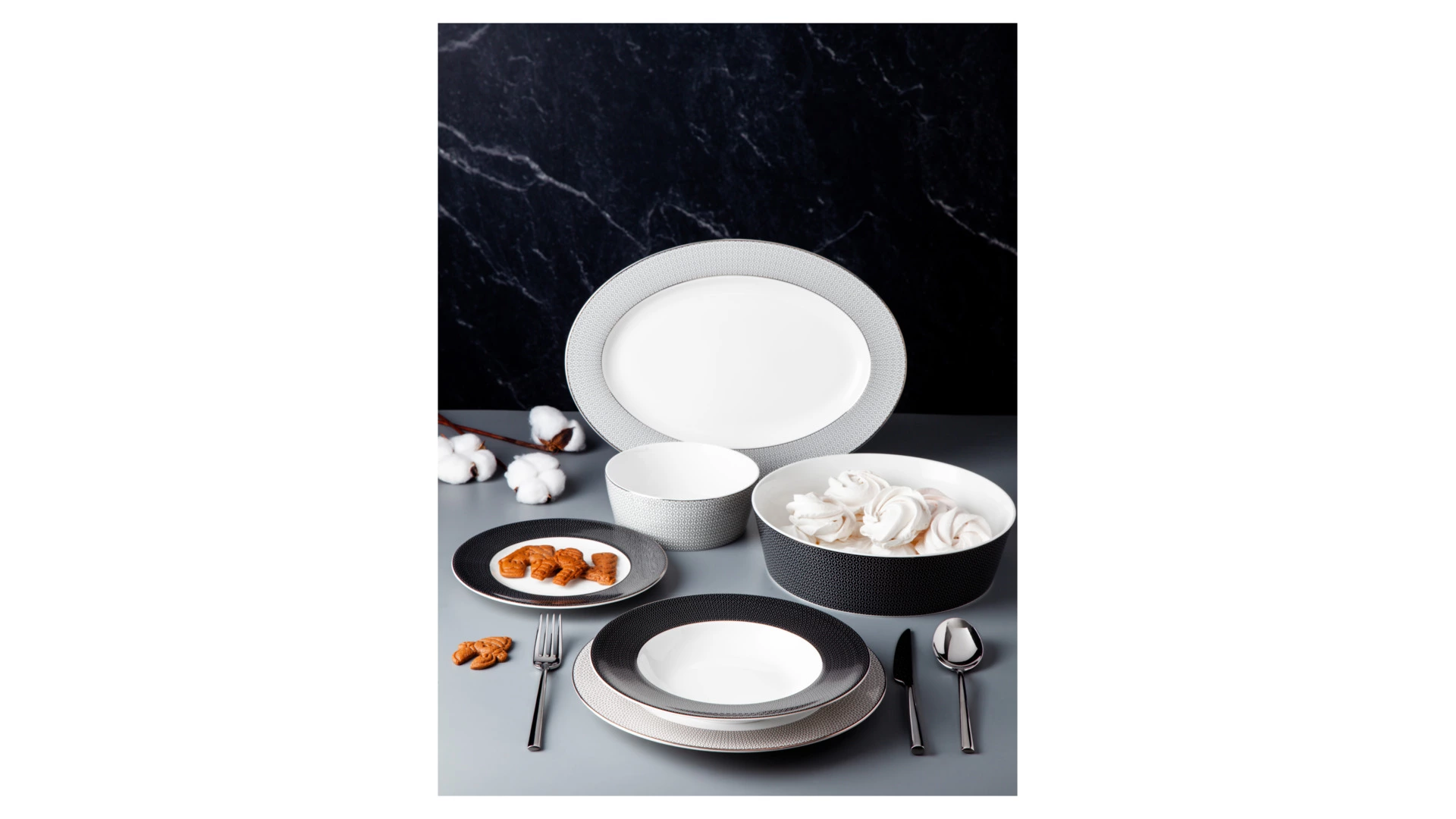Сервиз столовый Decor de table Вола на 6 персон 26 предметов, фарфор, платиновый кант, п/к