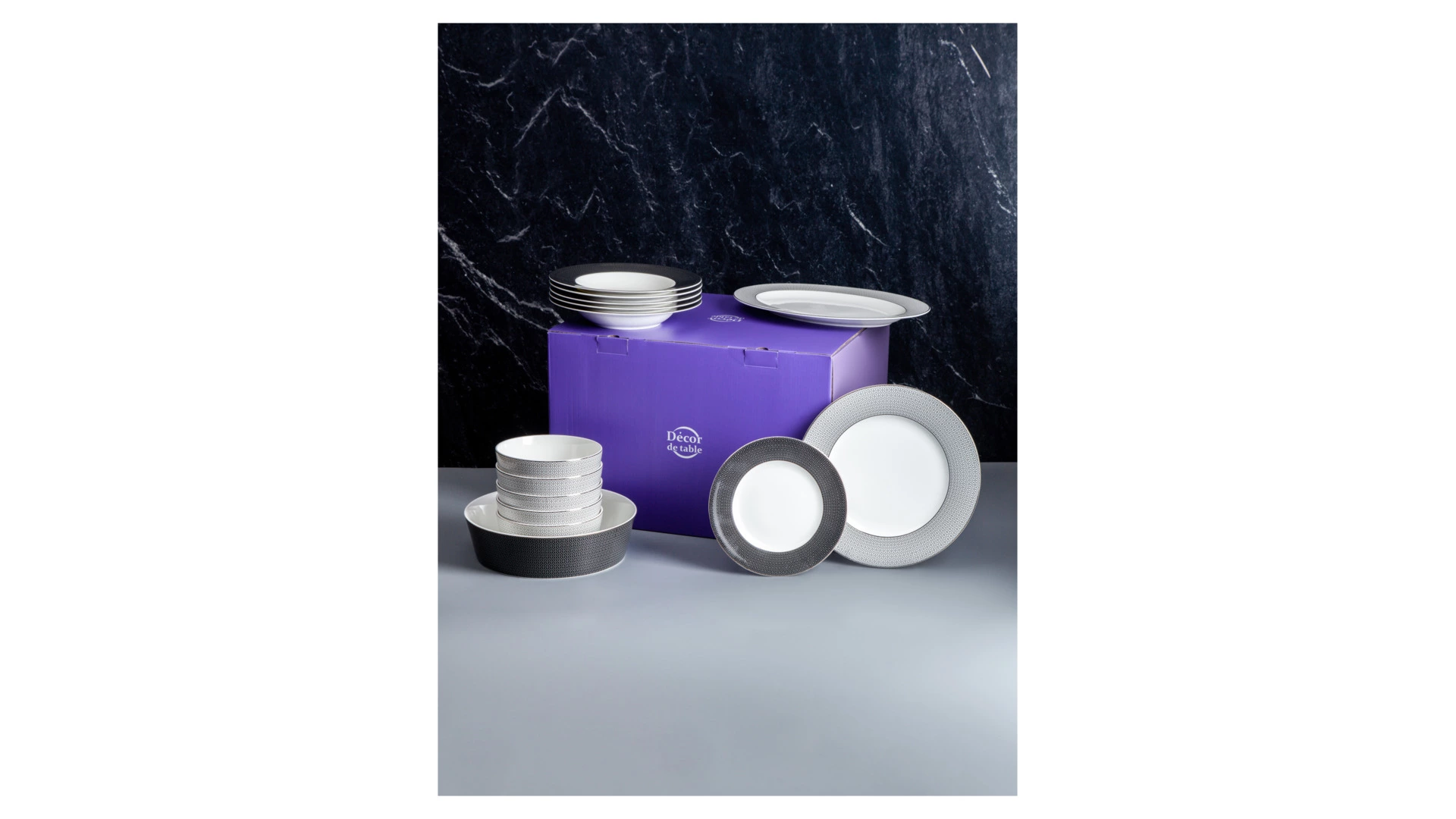 Сервиз столовый Decor de table Вола на 6 персон 26 предметов, фарфор, платиновый кант, п/к