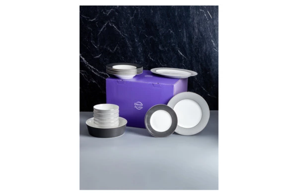 Сервиз столовый Decor de table Вола на 6 персон 26 предметов, фарфор, платиновый кант, п/к