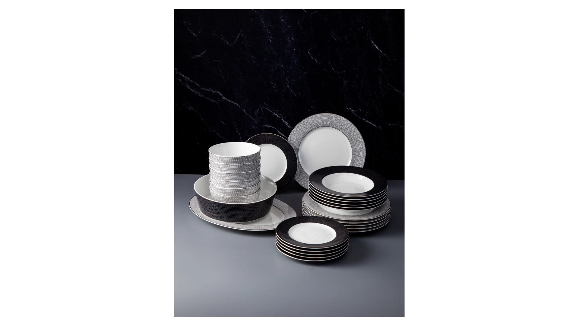 Сервиз столовый Decor de table Вола на 6 персон 26 предметов, фарфор, платиновый кант, п/к