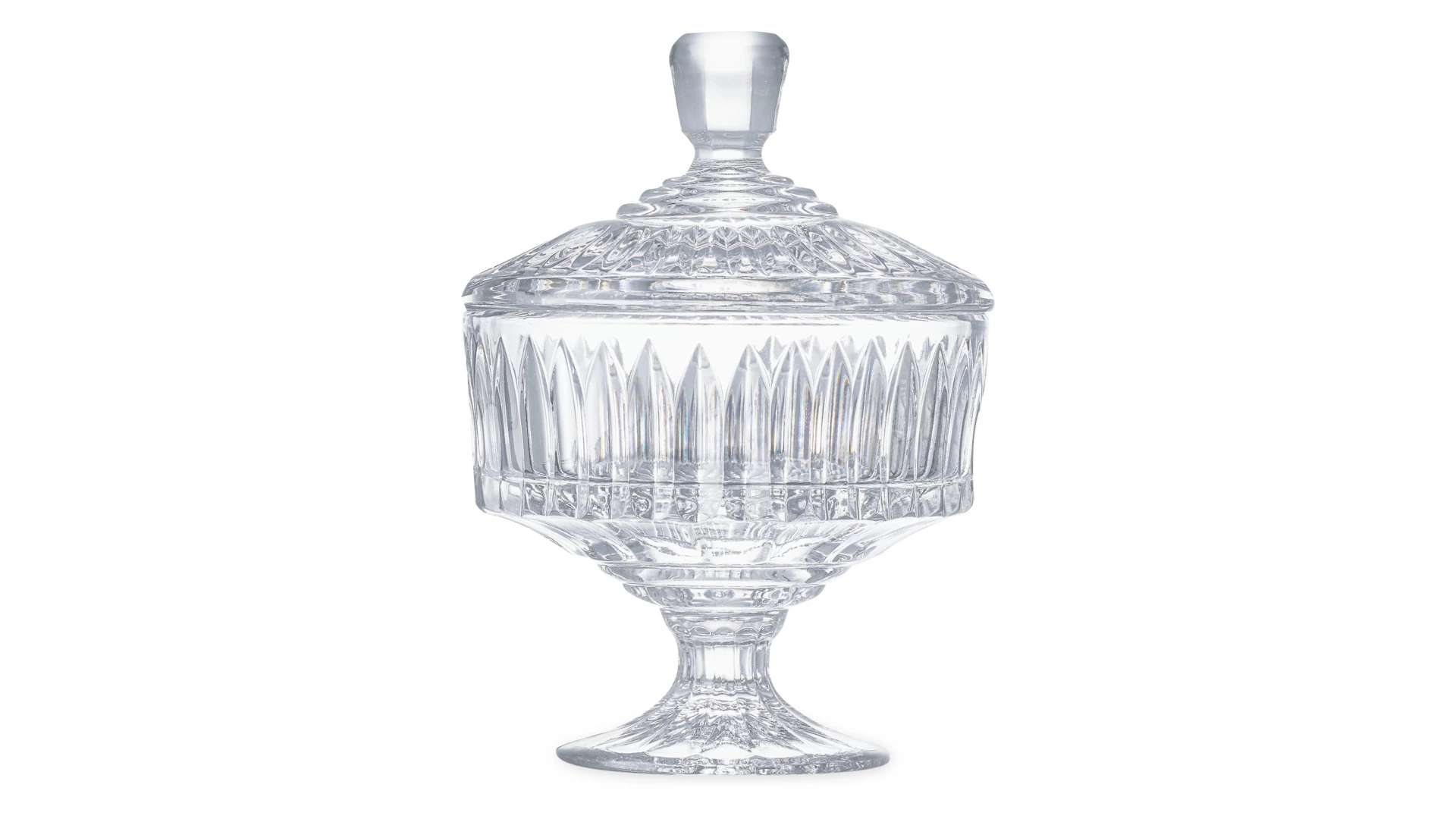 Конфетница на ножке с крышкой Decor de table Дефанс 12,5х18,7 см, хрусталь, прозрачная