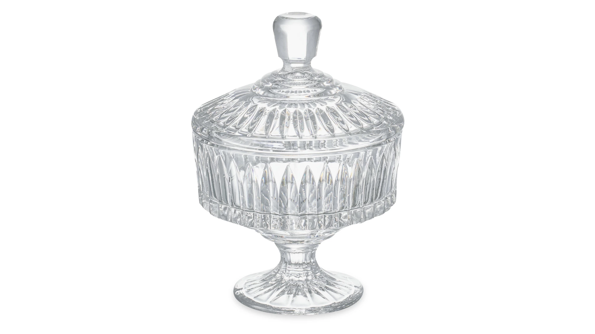 Конфетница на ножке с крышкой Decor de table Дефанс 12,5х18,7 см, хрусталь, прозрачная