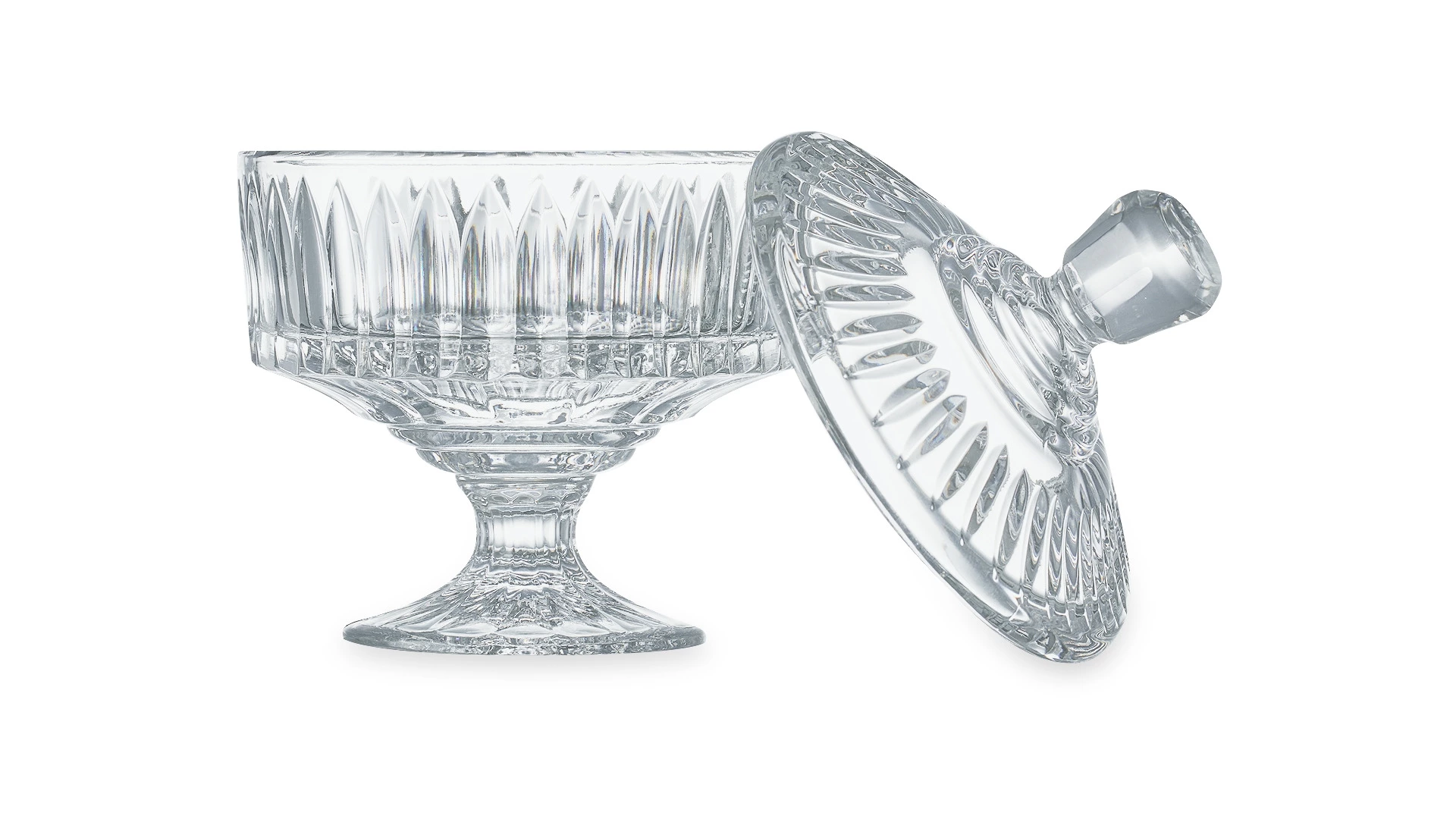 Конфетница на ножке с крышкой Decor de table Дефанс 12,5х18,7 см, хрусталь, прозрачная